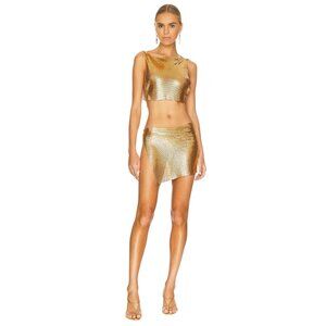 8 Other Reasons Chainmail Top And Skirt Set in Gold One Size New Womens dressy